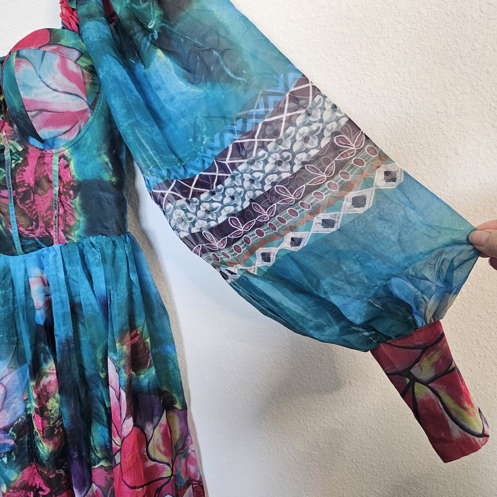 Banjul Teal and Pink Floral Maxi Dress - Picture 4 of 11
